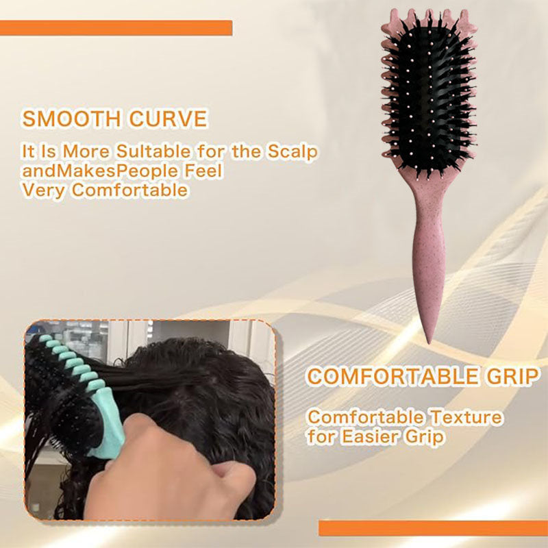 Beakey Bounce Curl Defining Brush With Ridges Styling Brush for Detangling Shaping-Pink