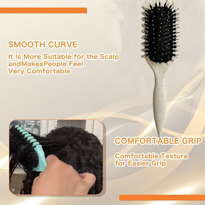 Beakey Bounce Curl Defining Brush With Ridges Styling Brush for Detangling Shaping-Beige