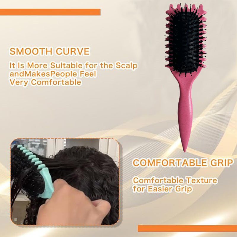 Beakey Bounce Curl Defining Brush With Ridges Styling Brush for Detangling Shaping-Red