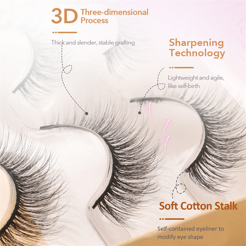 Beakey Natural False Eyelashes Wispy Fluffy Lashes Reusable Tapered End Technology Fake Lashes 5 Pairs (F05)
