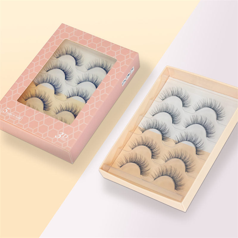 Beakey Natural False Eyelashes Wispy Fluffy Lashes Reusable Tapered End Technology Fake Lashes 5 Pairs (F05)