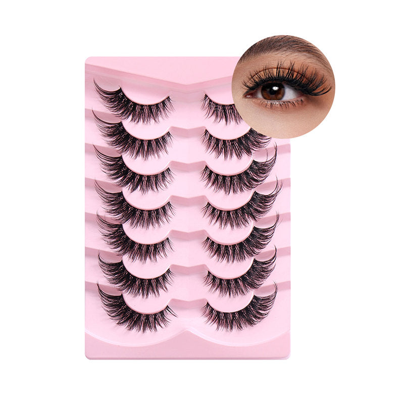 Beakey False Eyelashes Fluffy Faux Mink Lashes Fox Eye Curled Lashes 7 Pairs Pack-15mm