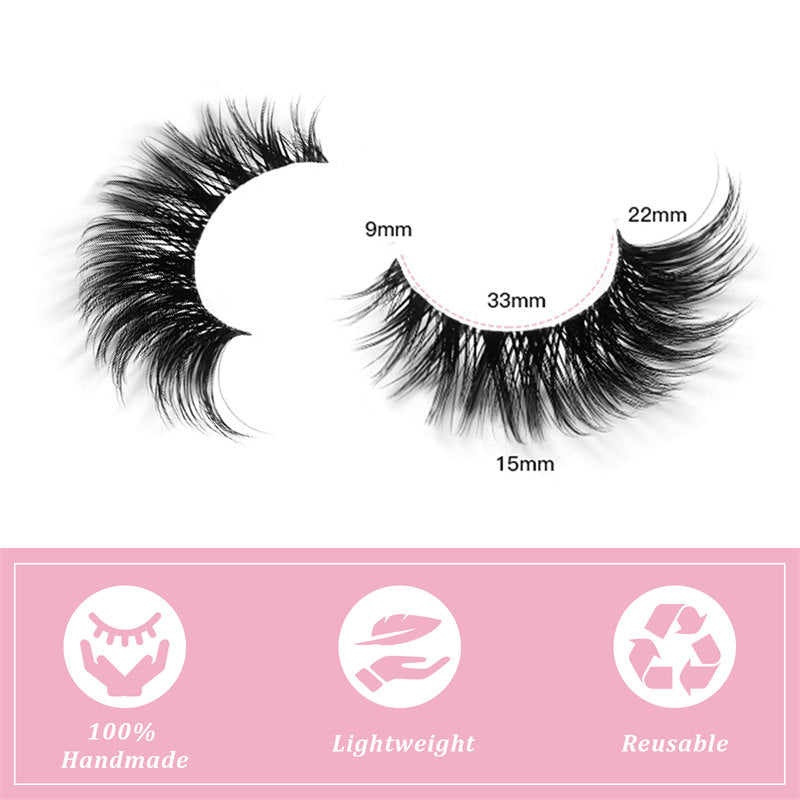 Beakey False Eyelashes Fluffy Faux Mink Lashes Fox Eye Curled Lashes 7 Pairs Pack-15mm