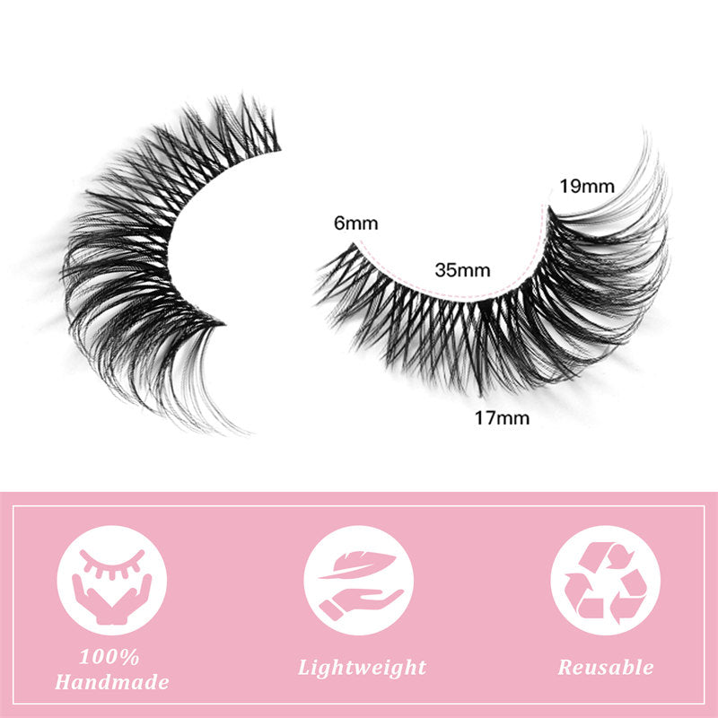 Beakey False Eyelashes Fluffy Faux Mink Lashes Fox Eye Curled Lashes 7 Pairs Pack-17mm