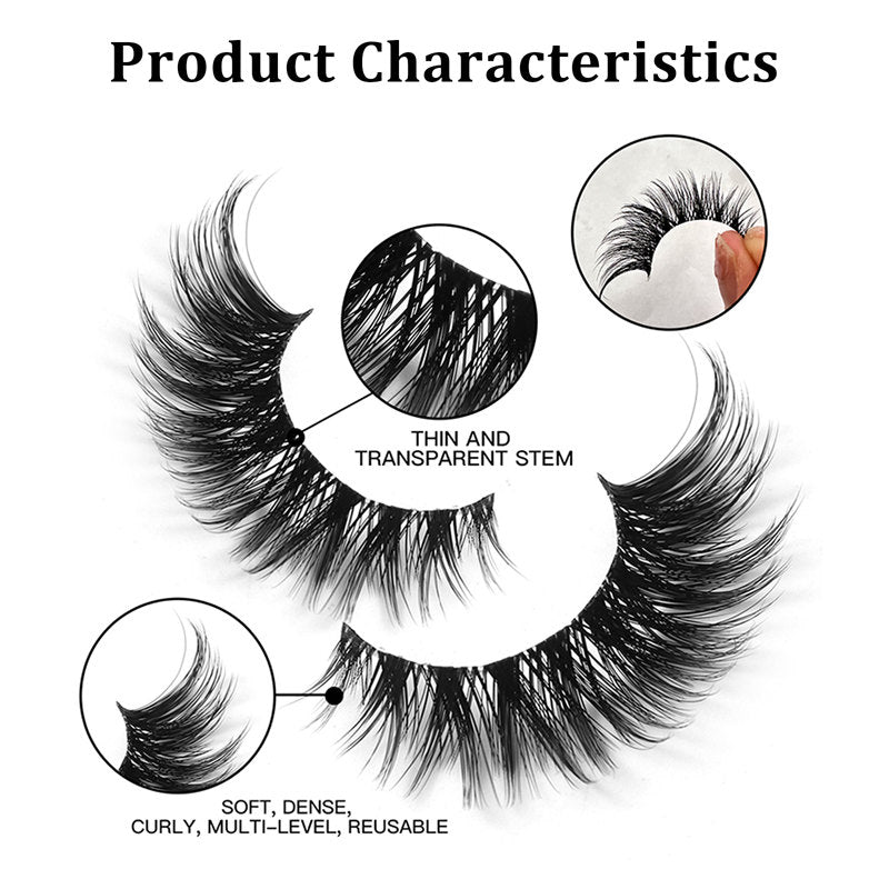 Beakey False Eyelashes Fluffy Faux Mink Lashes Fox Eye Curled Lashes 7 Pairs Pack-17mm