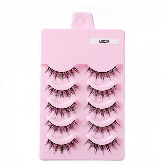 Beakey 5 Pairs False Eyelashes Natural Curly 3D Lashes Set for Daily-msc05