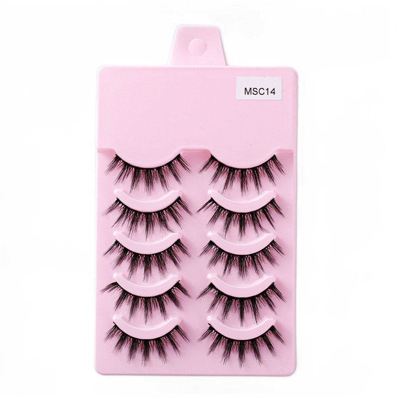 Beakey 5 Pairs False Eyelashes Natural Curly 3D Lashes Set for Daily-msc14