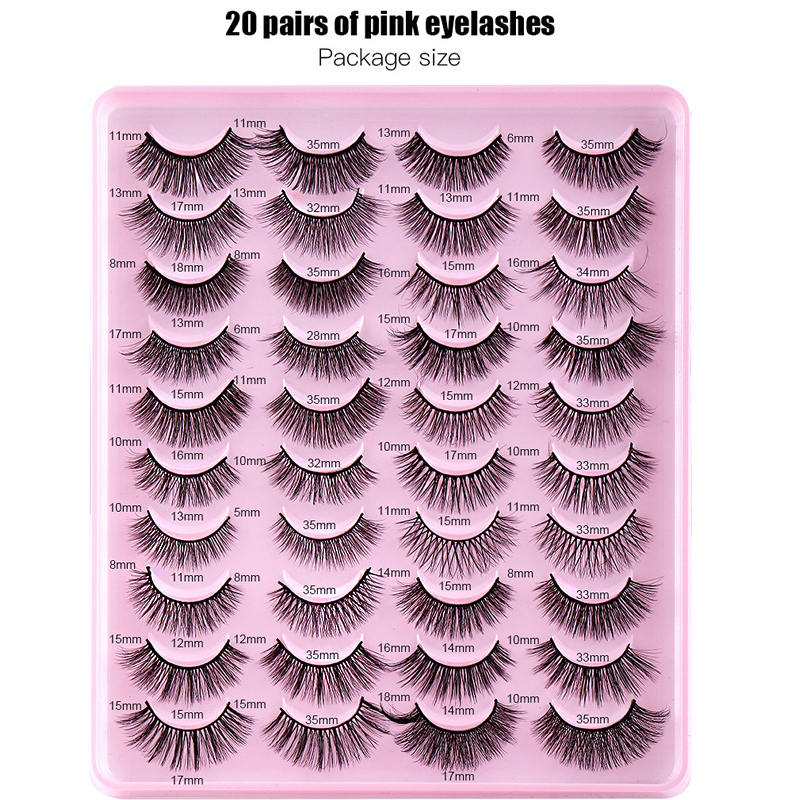 Beakey 20 Pairs of False Eyelashes Mixed Natural Thick Cat Eye Lashes