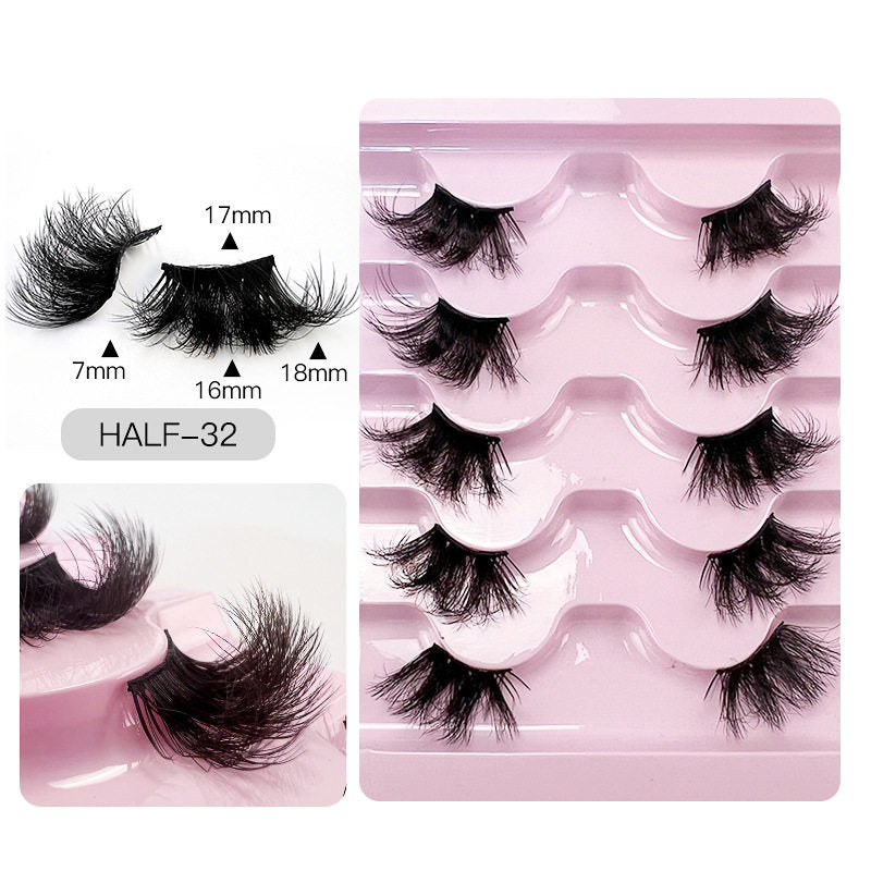 Beakey Half Lashes Natural Looking Cat Eye Fluffy 3D Curly False Eyelashes-32