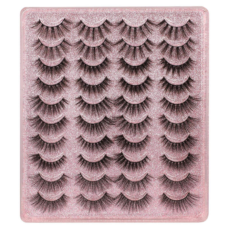 Beakey 20 Pairs False Eyelashes Faux Mink Lashes Natural Look 5 Styles Mixed