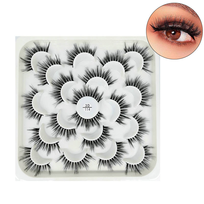 Beakey 10 Pairs 3D False Eyelashes Reusable Wispy Cat Eye Natural Look Lashes-114