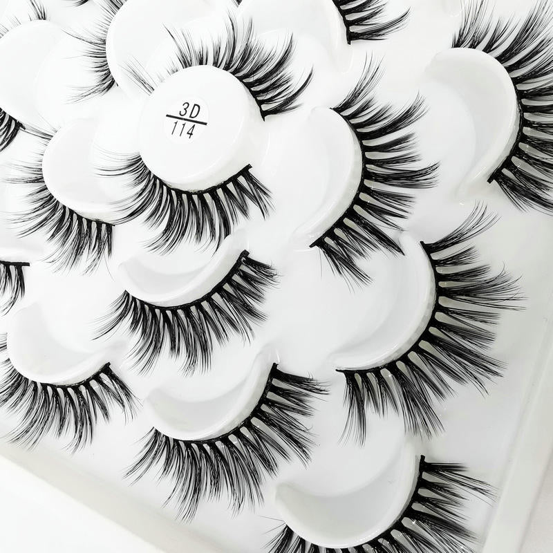 Beakey 10 Pairs 3D False Eyelashes Reusable Wispy Cat Eye Natural Look Lashes-114