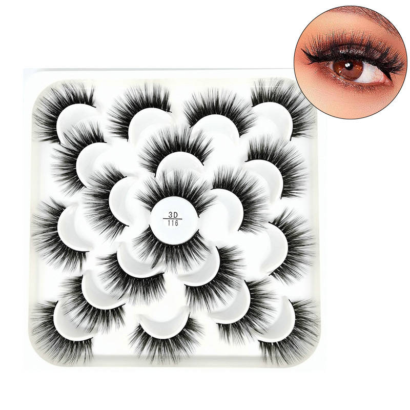 Beakey 10 Pairs 3D False Eyelashes Reusable Wispy Cat Eye Natural Look Lashes-116