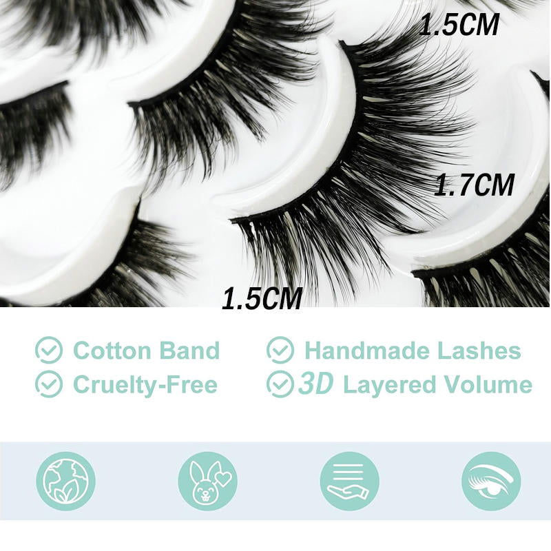 Beakey 10 Pairs 3D False Eyelashes Reusable Wispy Cat Eye Natural Look Lashes-116