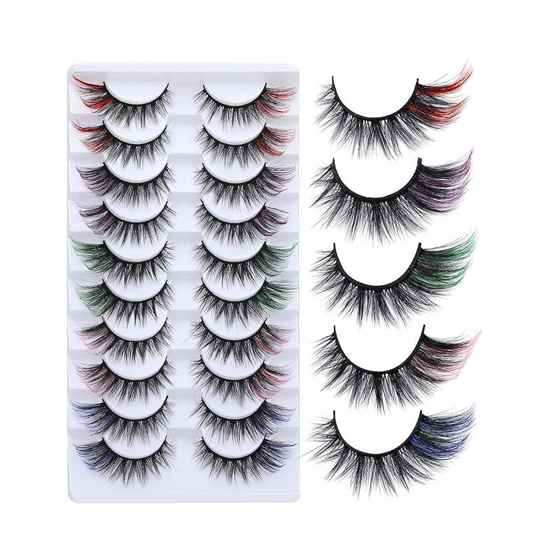 Beakey Cat Eye Colorful False Eyelashes Reusable Lash for Cosplay Festival
