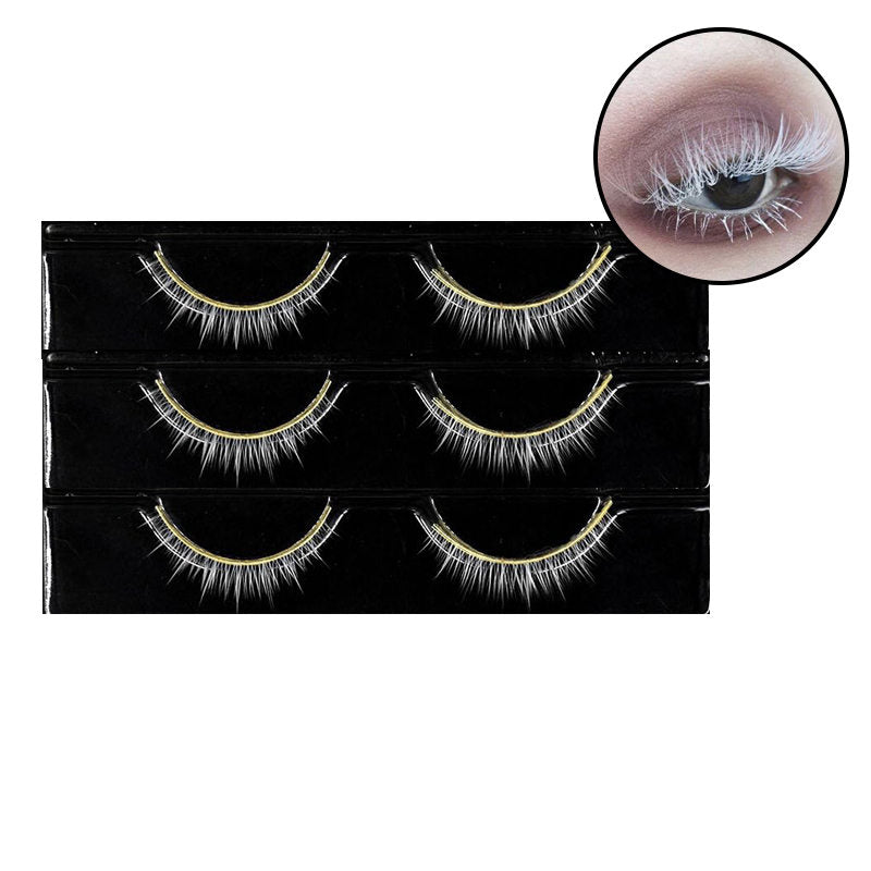Beakey 3 Pairs White False Eyelashes Anime Cosplay Extension Party Lashes