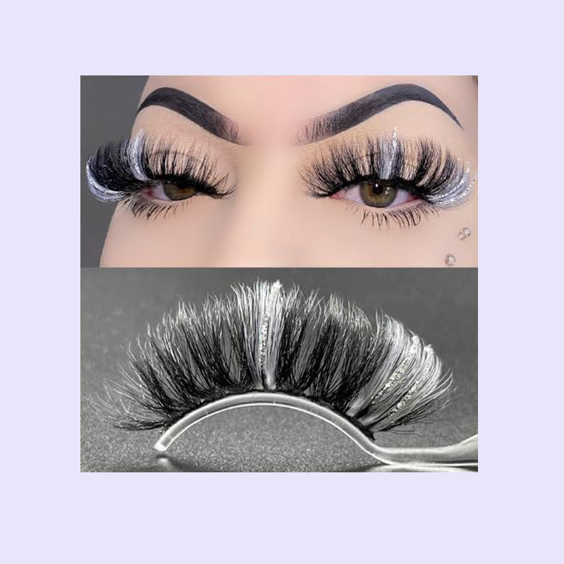 Beakey 5 Pairs Glitter Mink Lashes Colored False Eyelashes Reusable-SetA