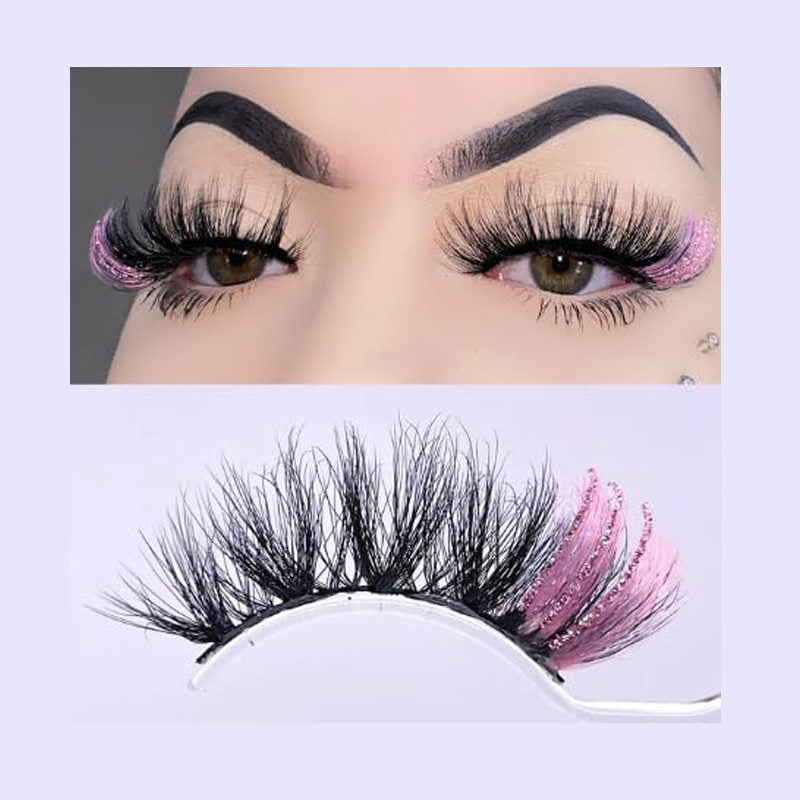 Beakey 5 Pairs Glitter Mink Lashes Colored False Eyelashes Reusable-SetA