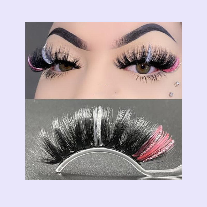 Beakey 5 Pairs Glitter Mink Lashes Colored False Eyelashes Reusable-SetA