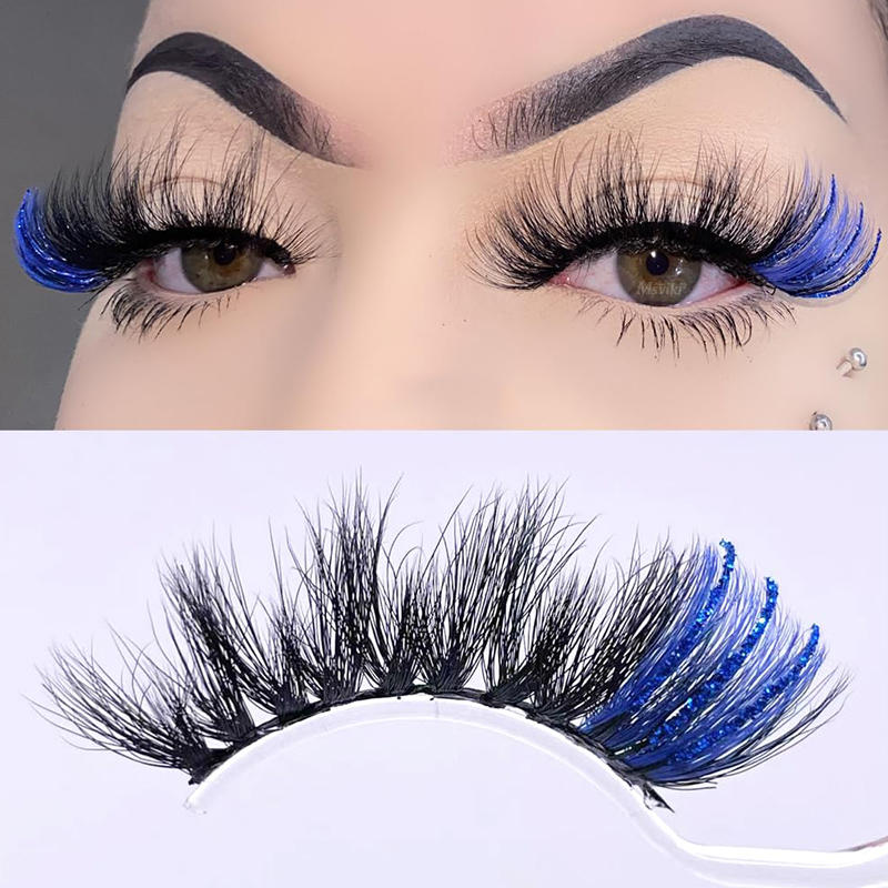 Beakey 5 Pairs Glitter Mink Lashes Colored False Eyelashes Reusable-SetB