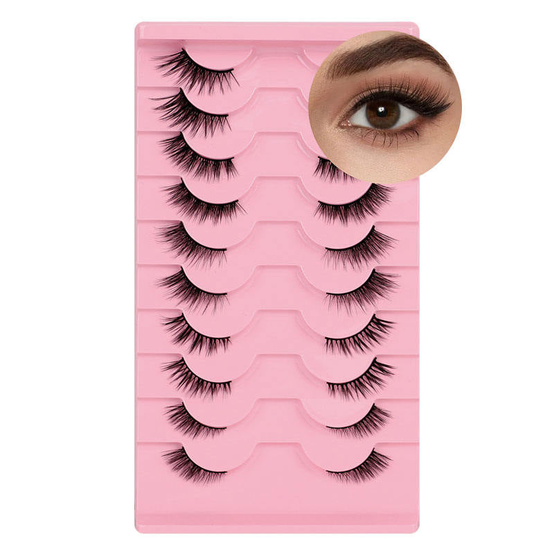 Beakey Half Lashes Natural Look 3D Cat Eye Eyelashes 10 Pairs Multi Layered Wispy Fluffy Eyelashes Reusable-BYHZ