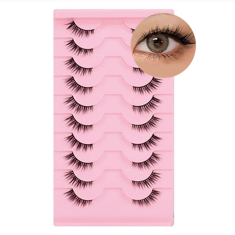 Beakey Half Lashes Natural Look 3D Cat Eye Eyelashes 10 Pairs Multi Layered Wispy Fluffy Eyelashes Reusable-BY09