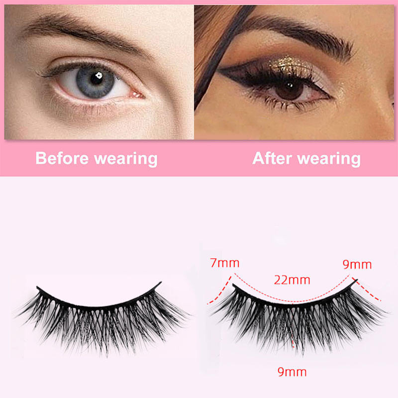 Beakey Half Lashes Natural Look 3D Cat Eye Eyelashes 10 Pairs Multi Layered Wispy Fluffy Eyelashes Reusable-BY08