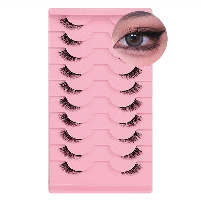 Beakey Half Lashes Natural Look 3D Cat Eye Eyelashes 10 Pairs Multi Layered Wispy Fluffy Eyelashes Reusable-BY02