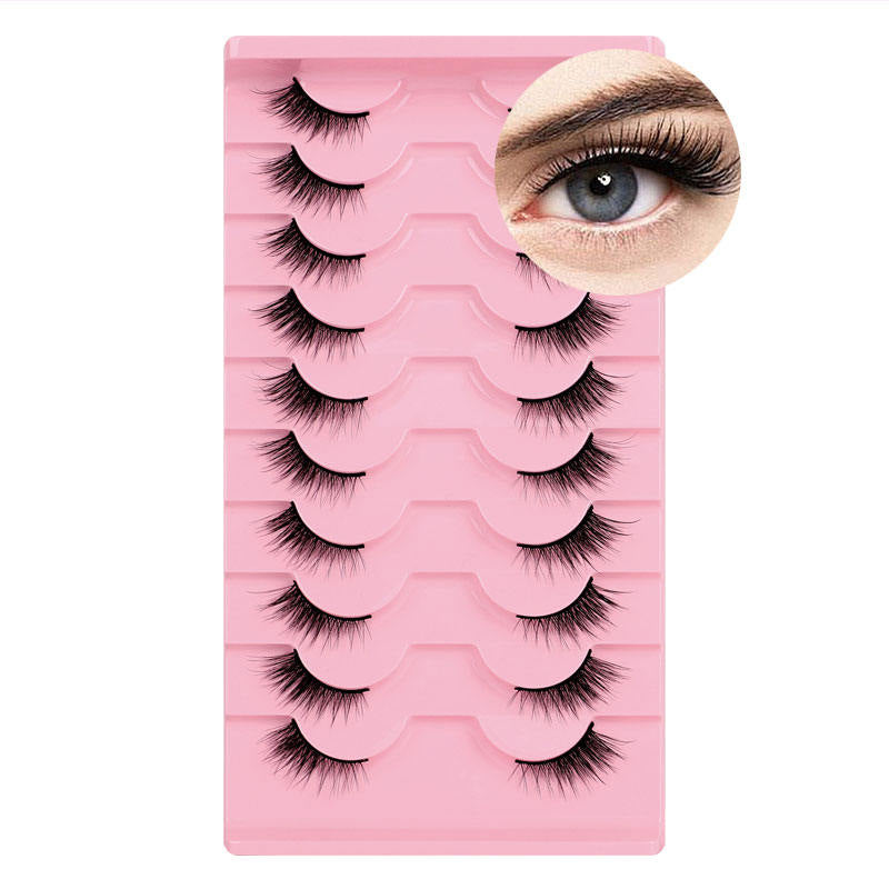 Beakey Half Lashes Natural Look 3D Cat Eye Eyelashes 10 Pairs Multi Layered Wispy Fluffy Eyelashes Reusable-BY01