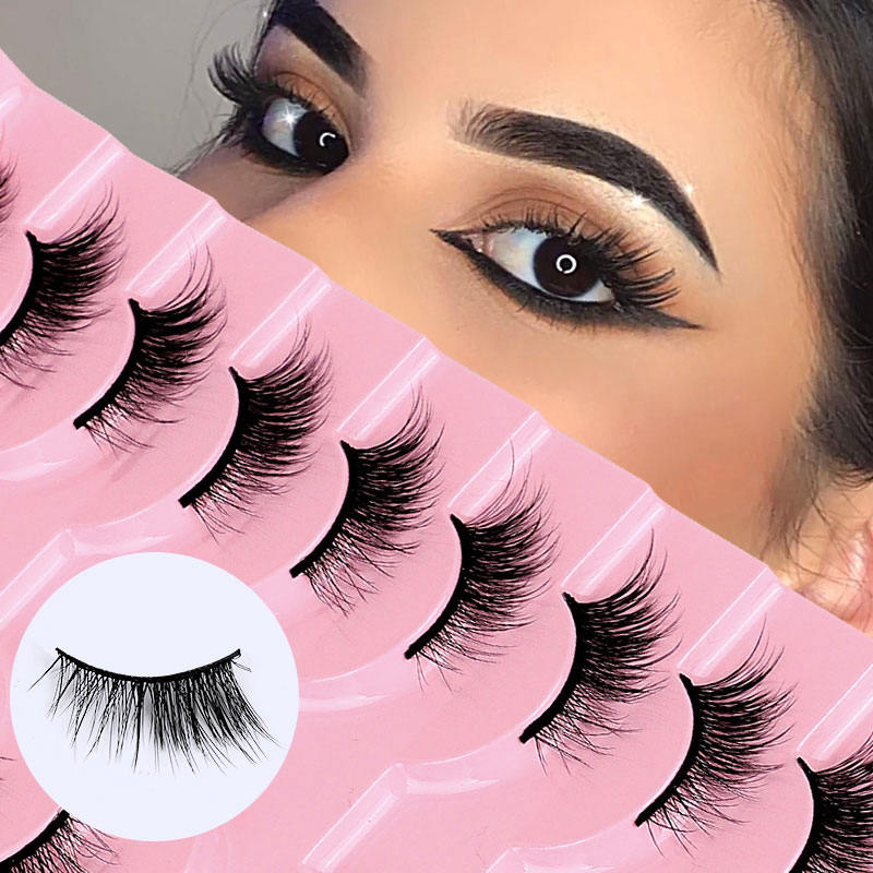 Beakey Half Lashes Natural Look 3D Cat Eye Eyelashes 10 Pairs Multi Layered Wispy Fluffy Eyelashes Reusable-BY01