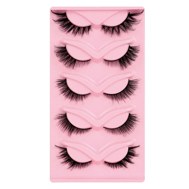 Beakey Fox Eye Lashes 3D Fluffy False Eyelashes 5 Styles Mixed Mink Lashes for Party Daily Makeup 5 Pairs Pack