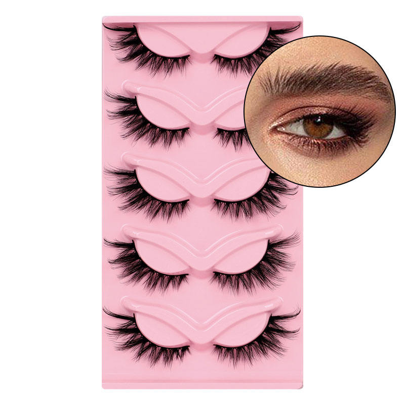 Beakey Fox Eye Lashes 3D Fluffy False Eyelashes 5 Pairs Pack Mink Lashes for Party Daily Makeup-XF49