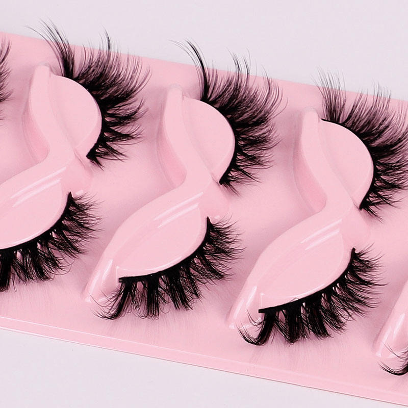 Beakey Fox Eye Lashes 3D Fluffy False Eyelashes 5 Pairs Pack Mink Lashes for Party Daily Makeup-XF49
