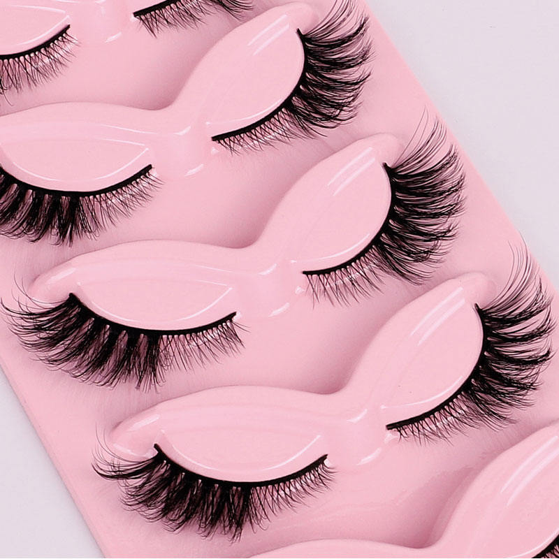 Beakey Fox Eye Lashes 3D Fluffy False Eyelashes 5 Pairs Pack Mink Lashes for Party Daily Makeup-XF44