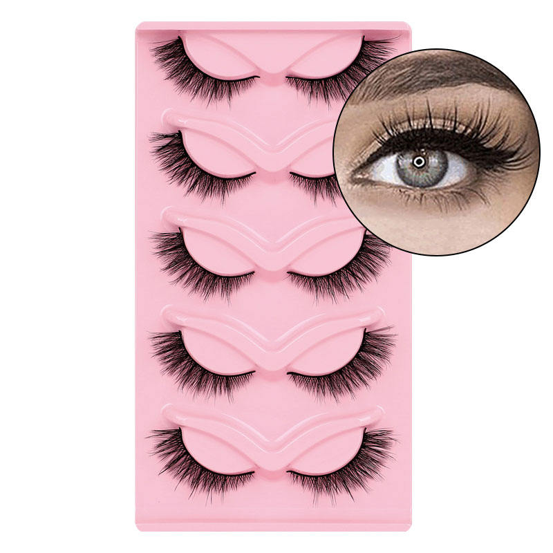 Beakey Fox Eye Lashes 3D Fluffy False Eyelashes 5 Pairs Pack Mink Lashes for Party Daily Makeup-XF39