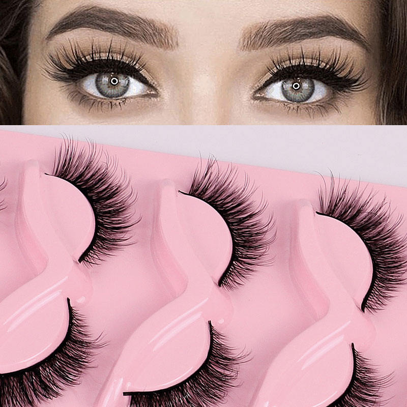 Beakey Fox Eye Lashes 3D Fluffy False Eyelashes 5 Pairs Pack Mink Lashes for Party Daily Makeup-XF39