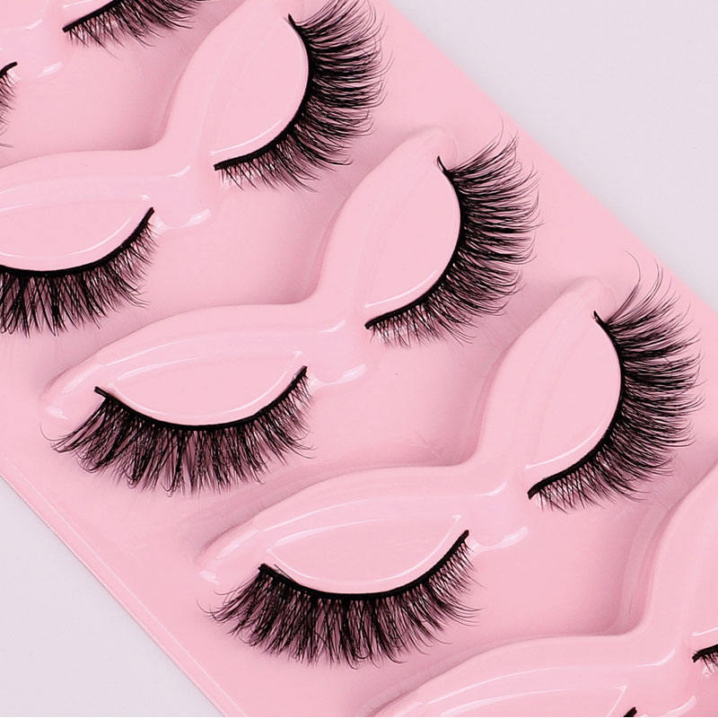 Beakey Fox Eye Lashes 3D Fluffy False Eyelashes 5 Pairs Pack Mink Lashes for Party Daily Makeup-XF39
