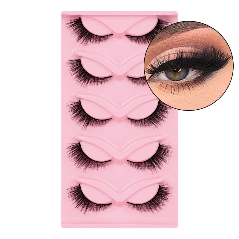 Beakey Fox Eye Lashes 3D Fluffy False Eyelashes 5 Pairs Pack Mink Lashes for Party Daily Makeup-XF36
