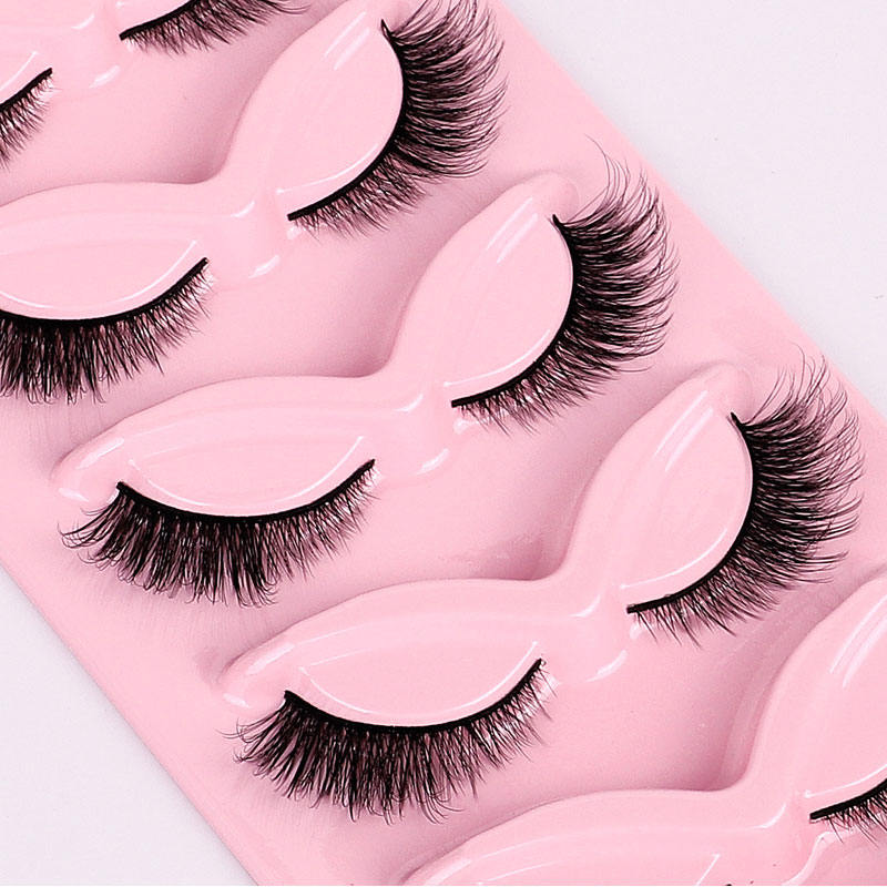 Beakey Fox Eye Lashes 3D Fluffy False Eyelashes 5 Pairs Pack Mink Lashes for Party Daily Makeup-XF36