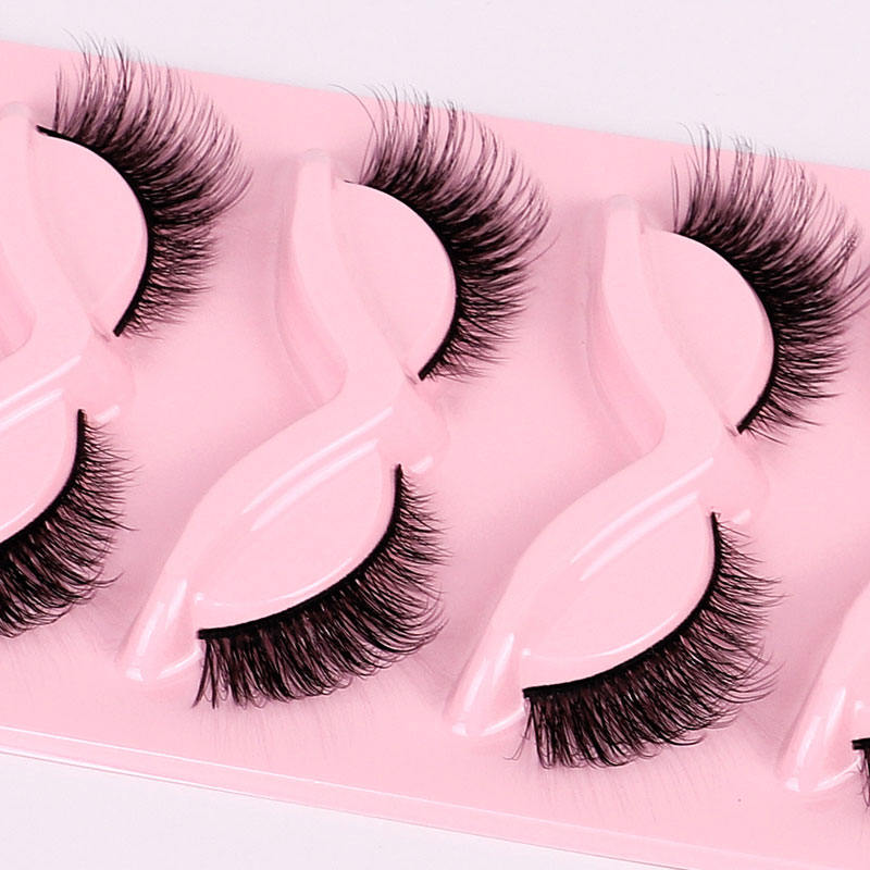 Beakey Fox Eye Lashes 3D Fluffy False Eyelashes 5 Pairs Pack Mink Lashes for Party Daily Makeup-XF36