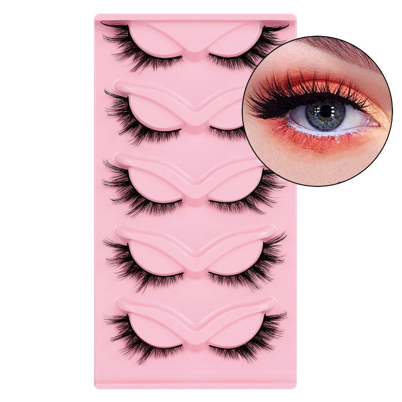 Beakey Fox Eye Lashes 3D Fluffy False Eyelashes 5 Pairs Pack Mink Lashes for Party Daily Makeup-XF34