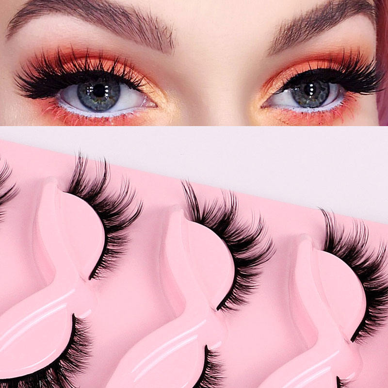 Beakey Fox Eye Lashes 3D Fluffy False Eyelashes 5 Pairs Pack Mink Lashes for Party Daily Makeup-XF34