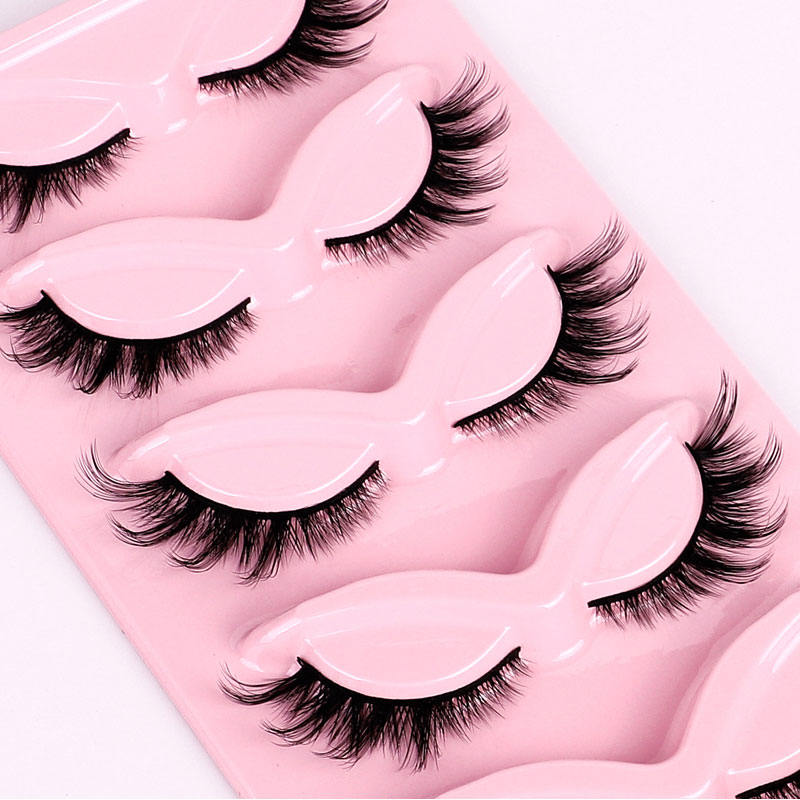 Beakey Fox Eye Lashes 3D Fluffy False Eyelashes 5 Pairs Pack Mink Lashes for Party Daily Makeup-XF34