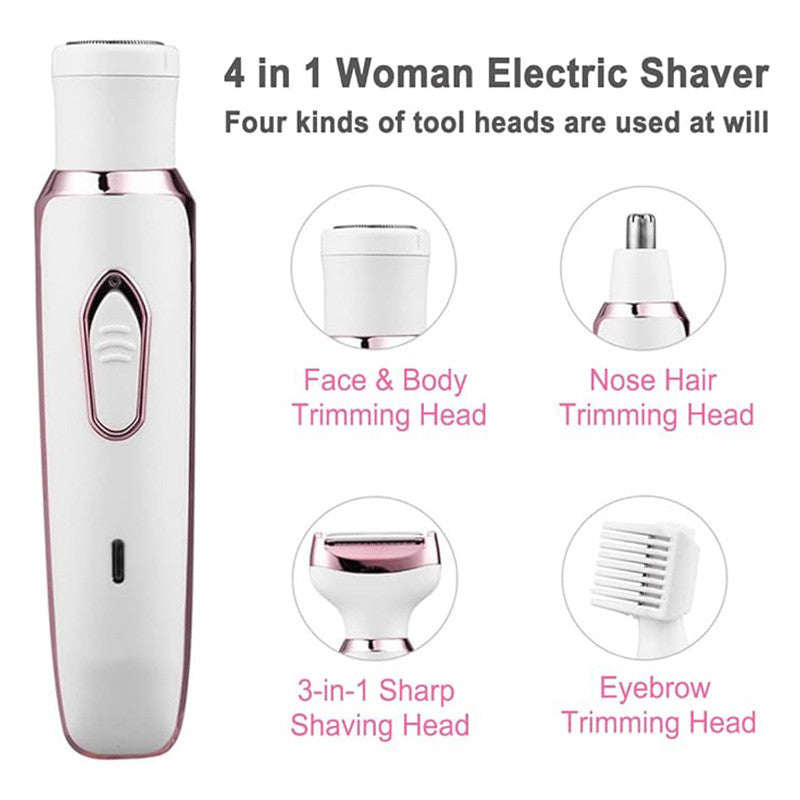 Beakey 4 in 1 Womens Electric Razor Painless Rechargeable for Face Arm Leg Armpit