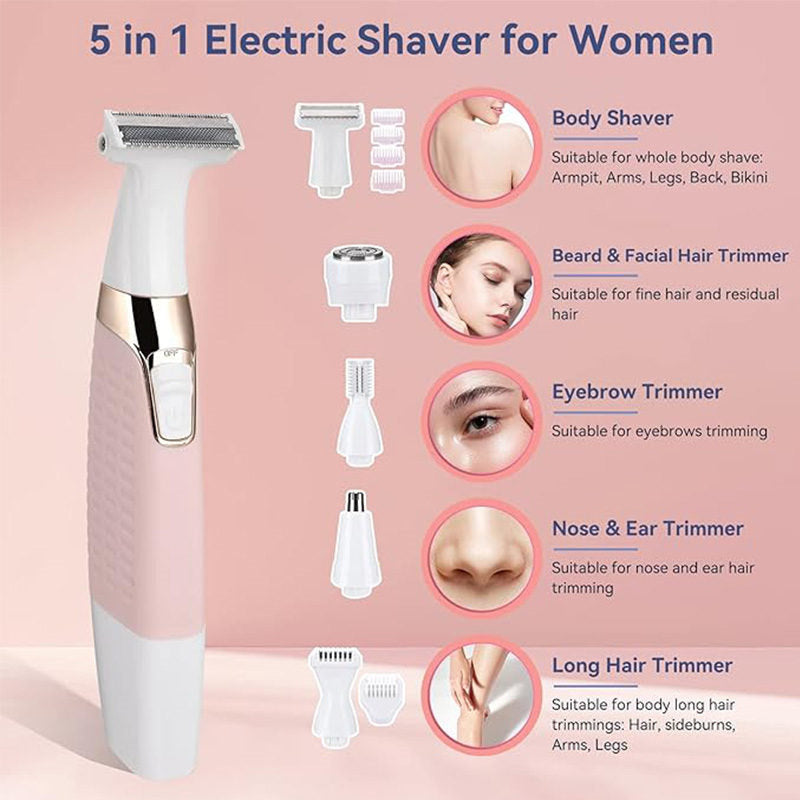 Beakey Women Face Razors 5 in 1 Painless Wet and Dry for Face Nose Arm Armpit