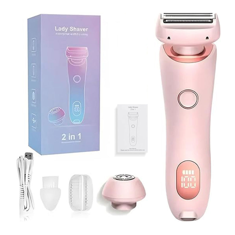 Beakey 2 in 1 Electric Shaver Cordless Wet and Dry Razor for Bikini Face Underarm-Pink