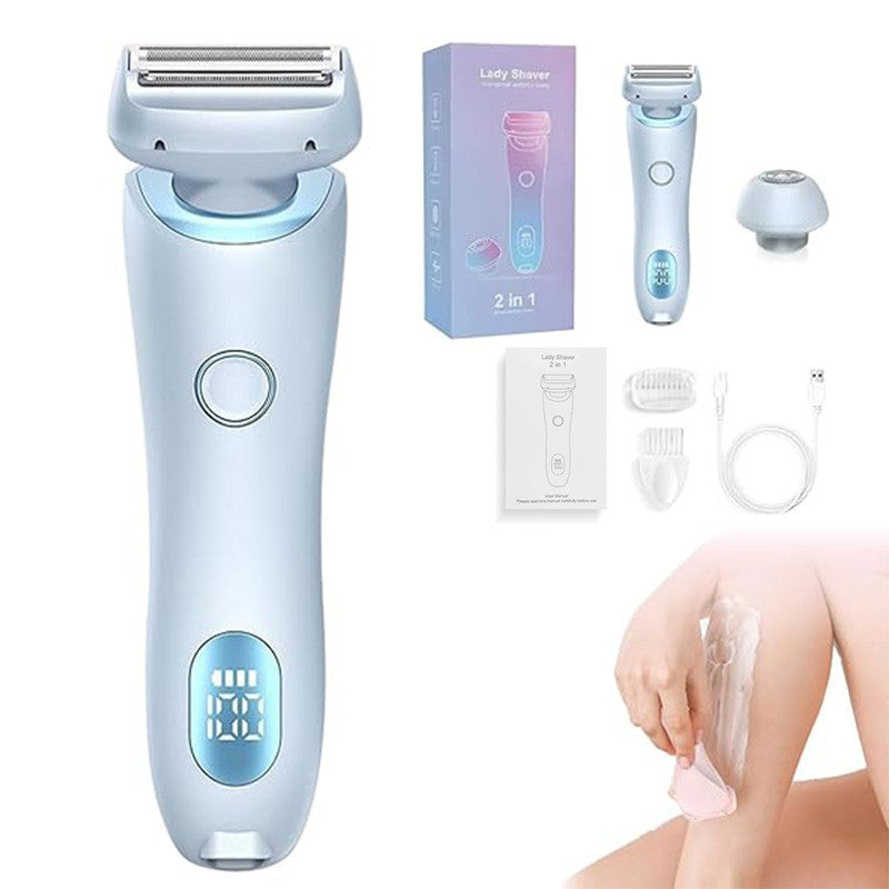 Beakey 2 in 1 Electric Shaver Cordless Wet and Dry Razor for Bikini Face Underarm-Blue