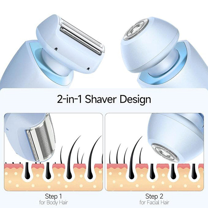 Beakey 2 in 1 Electric Shaver Cordless Wet and Dry Razor for Bikini Face Underarm-Blue