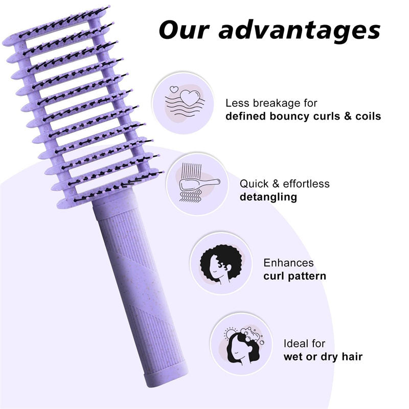 Beakey Curly Hair Brush Defining Vented Curl Defining Brush for Curly Hair Shaping 9105-Purple