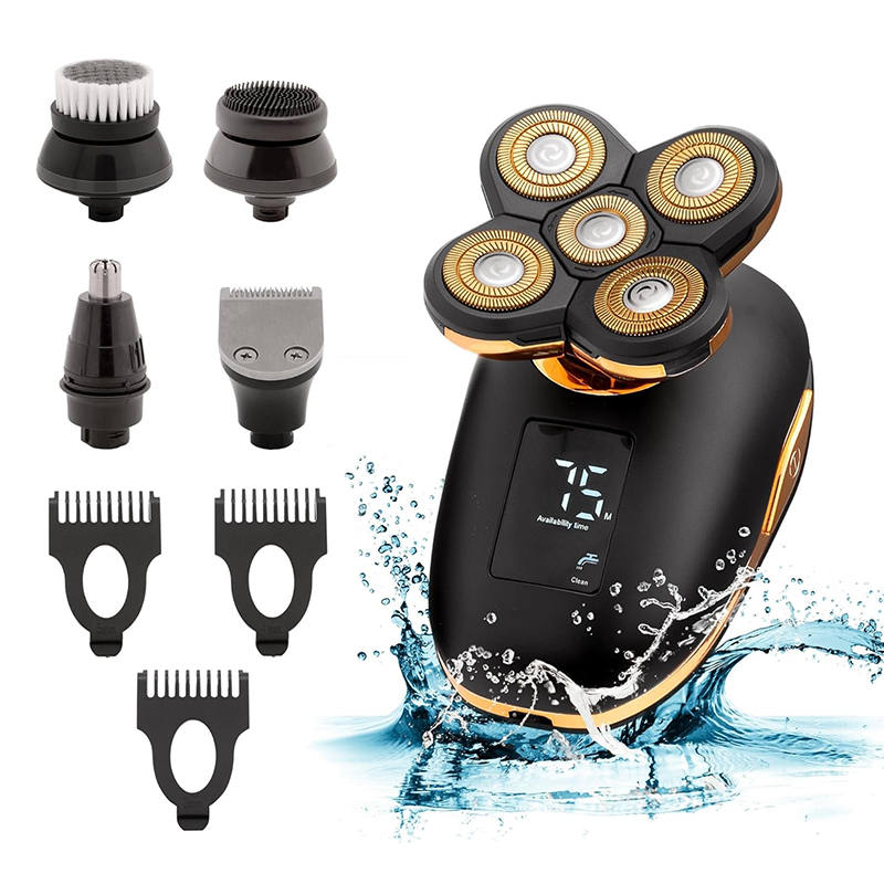 Beakey 5-in-1 Electric Razors Wet and Dry 5D Rechargeable Rotary Shaver-Rose Gold